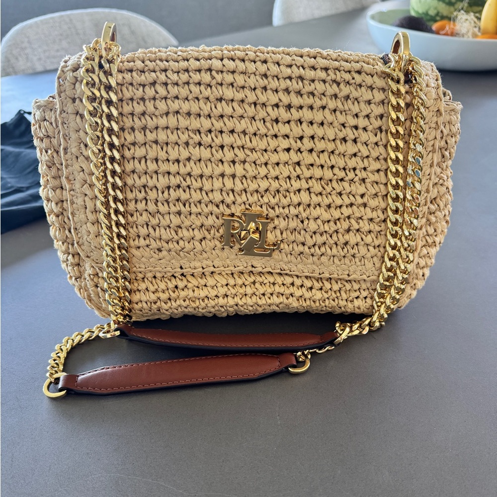 Ralph Lauren Raffia Sophee Medium Shoulder Hangbag